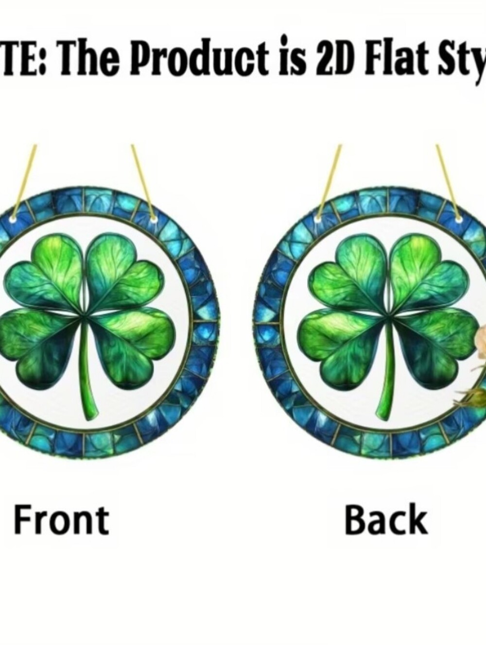 Green Stained Acrylic Four-Leaf Clover Hanging Wall Accent - Picture 7 of 8